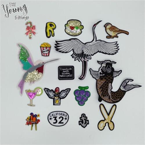 Hot sell Brand New mixture Hot melt Adhesive Applique Embroidery Patches Stripes DIY Badges Clothing Accessory Patch C2294-C2317