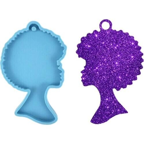 Afro Lady Keychain Silicone Mold Reusable DIY Crafts Pendents Non-toxic Soft Durable Non-stick Recyclable Simple And Practical