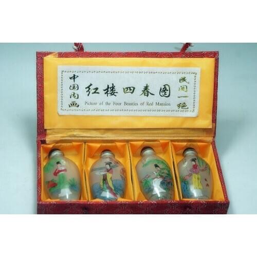 Chinese inside hand painting *8 horse* glass snuff bottle