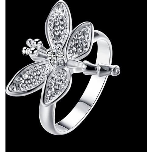 925 Sterling Silver Zircon Dragonfly Ring For Women Fashion Folk-Custom Wedding Engagement Party Gift Charm high quality Jewelry