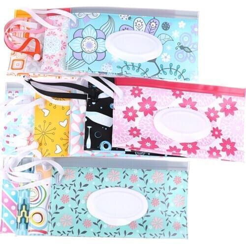 1PC Eco-Friendly Baby Wipes Box Wet Wipe Box Cleaning Wipes Carrying Bag Clamshell Snap Strap Wipe Container Case