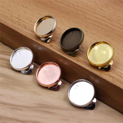 Fit 10mm 12mm 14mm 16mm 18mm Round Cabochons Copper Ear Clip Blank Setting Bezel Blank Base Earring For DIY accessory 20pcs