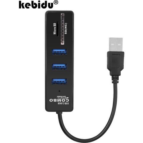 Mini 2 in 1 Combo USB Hub 2.0 3 Ports + Card Reader For SD TF Portable Hub USB Splitter For PC Laptop Computer Accessories