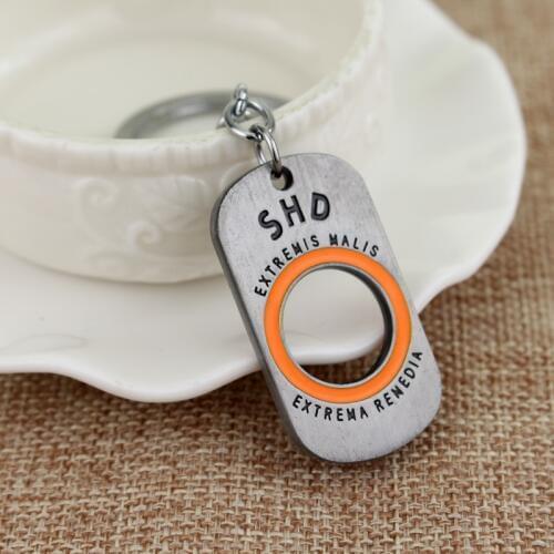 Fashion Jewelry PS4 Game Tom Clancys The Division Keyring Letter SHD Orange Operwork Round Metal Dog Tag badges Keychain