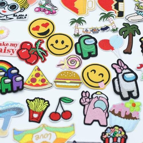 Cartoon Fruit Clothes Patch Smiling Face Embroidery Patch Mushroom Patch Ironing Cloth Paste DIY Sewing Accessories T-shirt