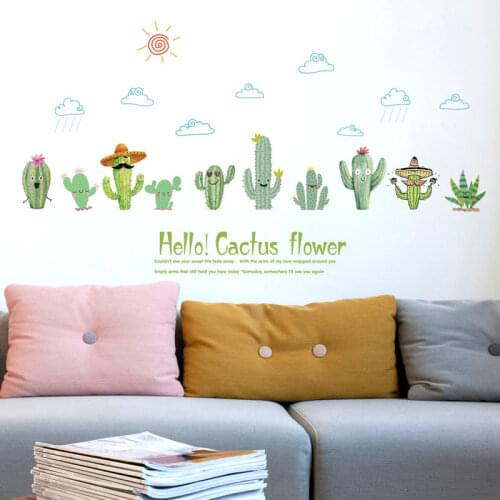New Cactus Bedroom Living Room Showcase Decorative Environmentally Friendly Removable Waterproof Wall Stickers
