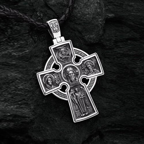 Religious Orthodox Church Cross Pendant Necklace Mens Vintage Jesus Christian Accessories Mens Necklaces