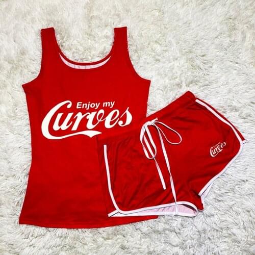 Casual Red Tracksuit Two Piece Sets Women 2021 Crop Top And Drawstring Shorts Matching Set Summer Athleisure Outfits Wholesale