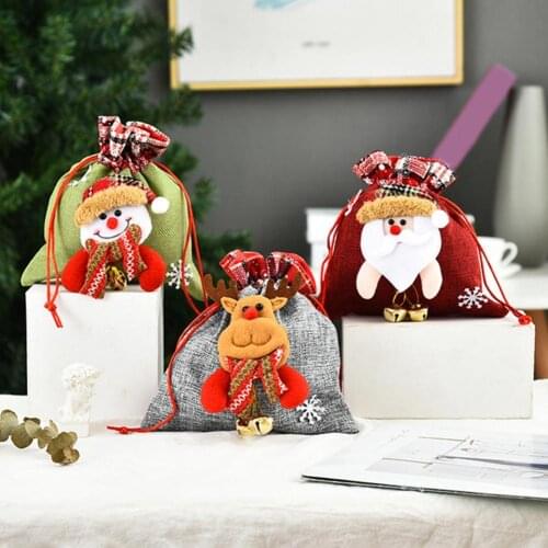 Holiday Gift Bag Blessing Gift Bag Storage ClothBag Christmas Santa Elk Gnome Doll Apple Candy Drawstring Bag Gift Packing Pouch