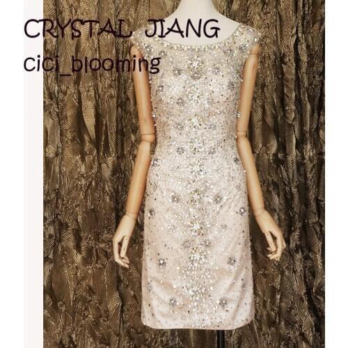 Champagne Straight Dresses Sleeveless Beaded Homecoming Gowns