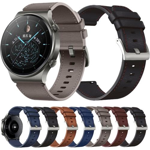22mm Genuine Leather Strap for Huawei Watch GT2 Pro GT Smart Watch Band Replacement Watchband For Huawei Honor Watch GS Pro