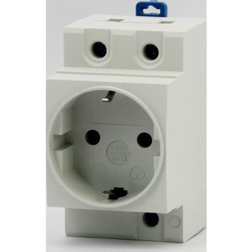 EU Type DIN Rail Socket EU Type 35mm DIN Rail Mount AC Power Socket Modular 16A 250V AC Receptacle Connector