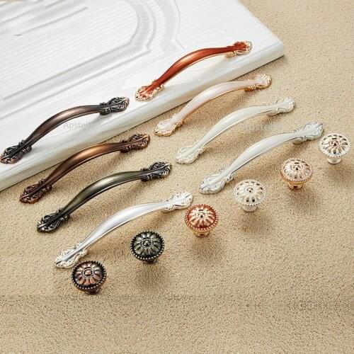 Dresser Closet Handle Cupboard Cabinet Knob European Fashion Drawer Kitchen Pull Ivory White Bronze Black Threaded Zinc Alloy