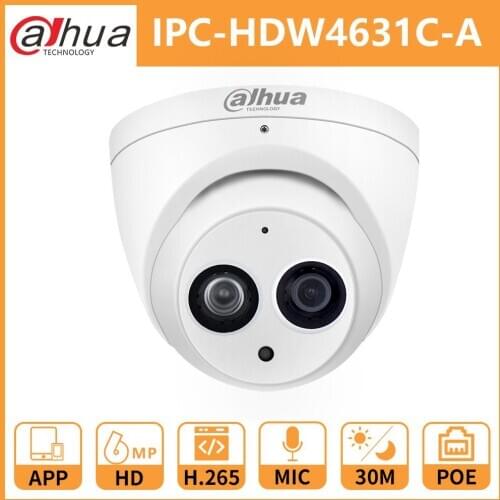 Dahua IP Camera Security IPC-HDW4631C-A 6MP HD CCTV IR30M Night Vision Built-In Mic IP67 Onvif Surveillance Camera Home Outdoor
