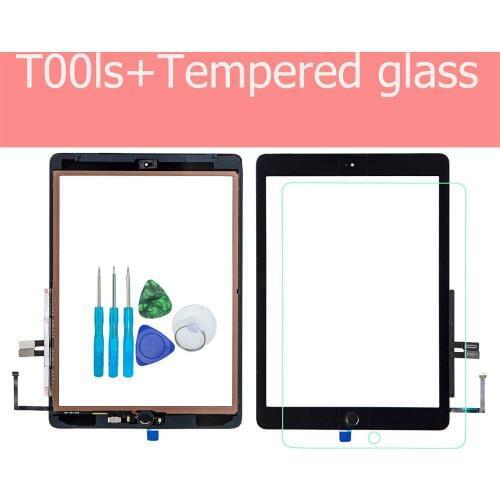For iPad 6th 2018 A1893 A1954 Touch Screen Glass Assembly Replacement + Home Button+Opening Tools+Tempered Glass