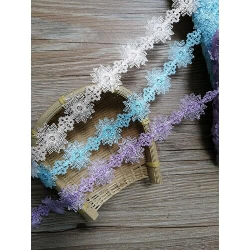 10 Yards Purple Blue Light Pink Water Soluble Lace Ribbon 3cm wide Cute Lace Trims Apparel Sewing Accessories Handmade Trimming