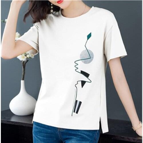 VWBQNZ Plus size 4XL hot women summer short-sleeved T-shirt fashion loose printed O neck casual shirt cotton Female T-shirt Tops