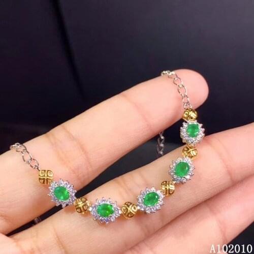 KJJEAXCMY fine jewelry 925 sterling silver inlaid natural emerald fashion girl new hand bracelet support test hot selling