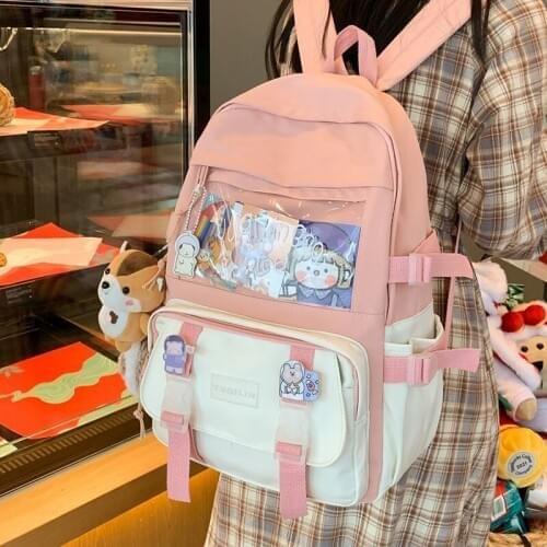 Women College Student Backpack Ladies Cute School Bag Female Book Kawaii Backpack Harajuku Girl Fashion Nylon Bags Trendy 56