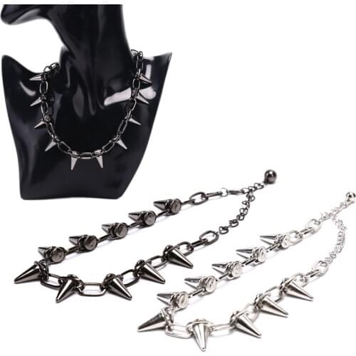 1Pc Rivets CBB Material Chokers Punk Goth Handmade Choker Necklace Spike Rivet Necklace Rock Gothic Chocker