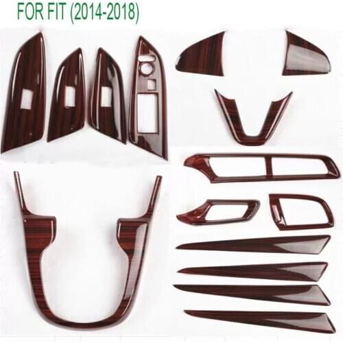 15pcs LHD Carbon Fiber Style ABS Car Inner Strip Molding Trim Fit For HONDA FIT 2014-2018 Car Interior Accessories Styling