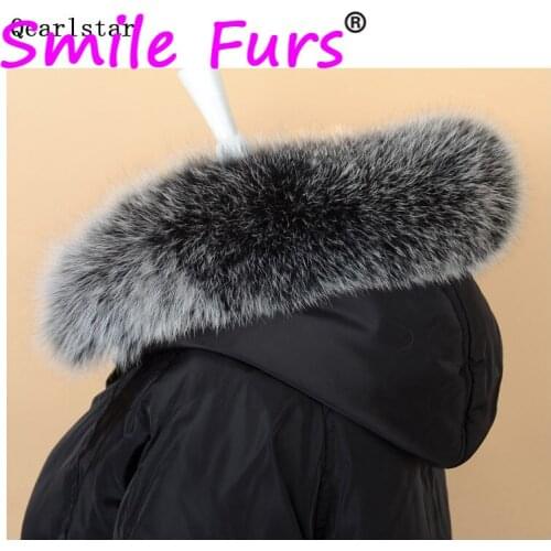 2021100% Real Natural Fox Fur Black With White Tips Fur Collar for Hood Women Men jackets Sweater Scarves 70cm Fashion Zxx67