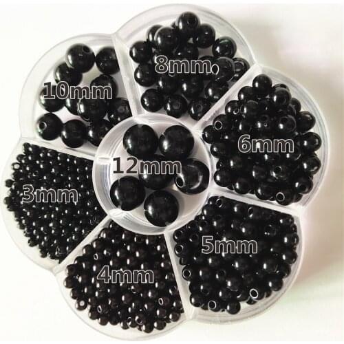 3~12mm 1150Pcs/Box Pure White/Black Straight Holes Round Imitation Plastic Pearl Beads For Jewelry Accessories Making
