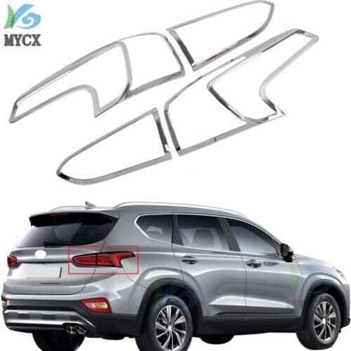 4PCS CHROME FRONT REAR HEADLIGHT TAILLIGHT LIGHT LAMP COVER For Hyundai Santa Fe 2019-2020