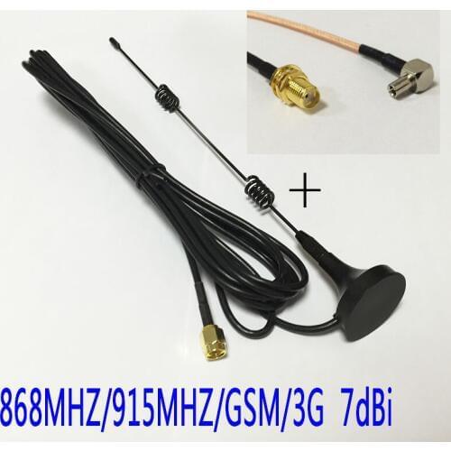 868MHZ/915MHZ/GSM antenna small sucker 7dbi aerial 3meters SMA male+SMA Female Bulkhead Connector Switch TS9 Male RG316 cable