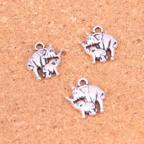 95Pcs Antique Silver Plated mama and baby elephant Charms Diy Handmade Jewelry Findings Accessories 16*14mm