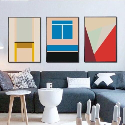 Abstract Colorful Geometric Triangles Posters Canvas Painting Prints Wall Art Pictures Gallery Living Room Interior Home Decor