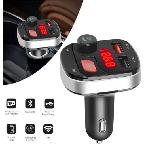 Car FM Transmitter 5.0 Bluetooth Wireless MP3 Player Bluetooth Stereo Charger Effect Sound Disk U Car Music EQ Car Lossless E0Q4