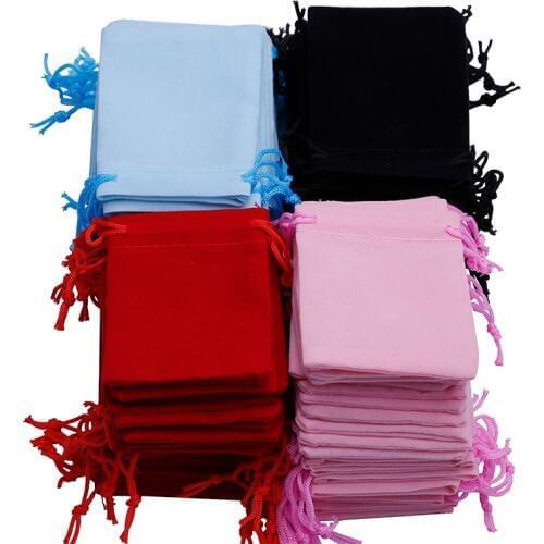 Free Shipping 200pcs 7x9cm Velvet Drawstring Pouch Bag/jewelry Bag,christmas/wedding Gift Bag black/red/Pink/blue