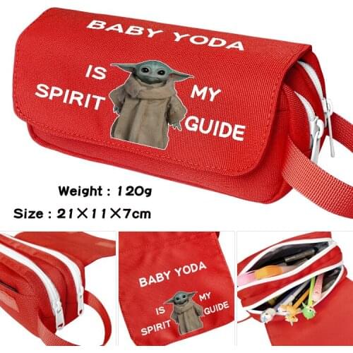 Disney Baby Yoda Kids Superheroes 3D Pencil Case Movie Canvas Stretch Double Layer Large Capacity Pencil Box School Stationery