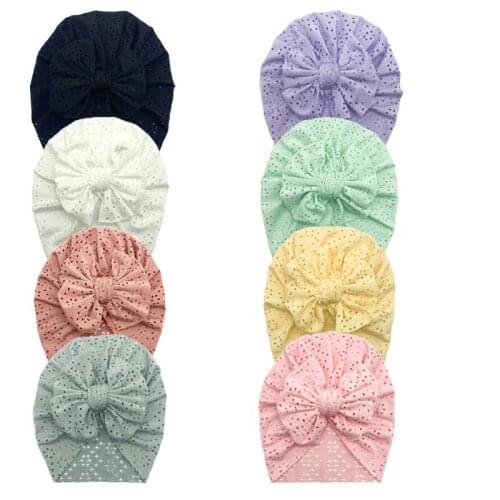 Big Bows Baby Bonnet Cap Candy Color Summer Sun Cap Mesh Newborn Girl Boy Hat Breathable Infant Toddler Turban Beanies Cap 2021