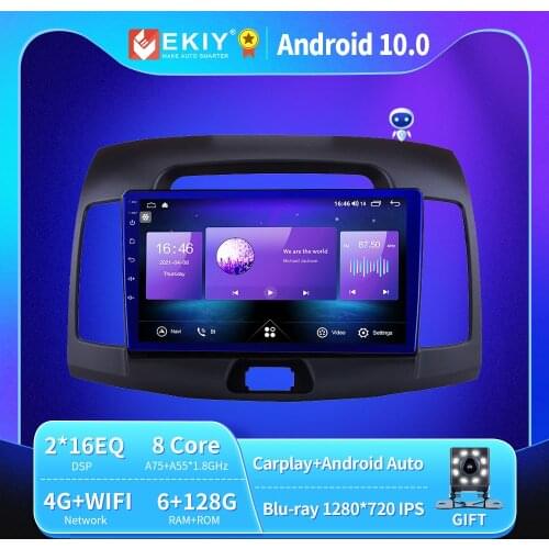 EKIY Android 10 Car Radio For Hyundai Elantra 4 2006-2012 Autoradio Blu-ray 1280*720 IPS/QLED Multimedia Video Player Navi GPS