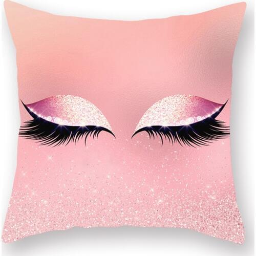 Eyes Cushion Cover Pillow Case Lips Eyelashes Pilow Jobs Cosmetic Stay Focused 45*45cm