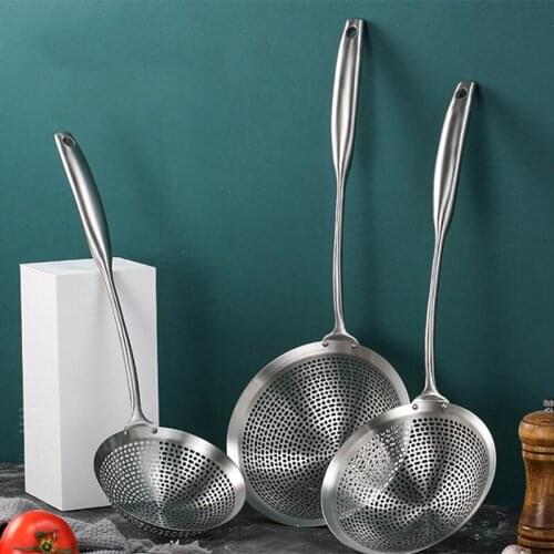 Hot Stainless Steel Skimmer Strainer Colander Mesh Deep Fryer Oil Frying Scoop Noodles Dumpling Sieve Kitchen Tools
