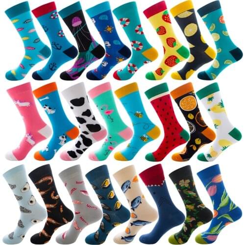 Calcetines de algodón peinado largos y gruesos para hombre y mujer, calcetín divertido, Harajuku, Hip Hop, para invierno