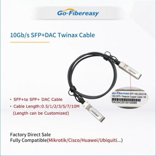 DAC Cable 10G SFP+ Passive Direct Attach Copper Twinax Cable 0.5/1/2/3/5m Compatible HP J9980A/HPE A5120 NC550SFP SFP+ DAC Cable