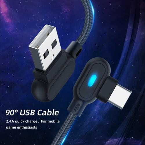 1M 2M 90 Degree Micro USB Type C Cable Fast Charging Micro USB-C Fast Charger Data Cable For Samsung Xiaomi Huawei Phone Cables