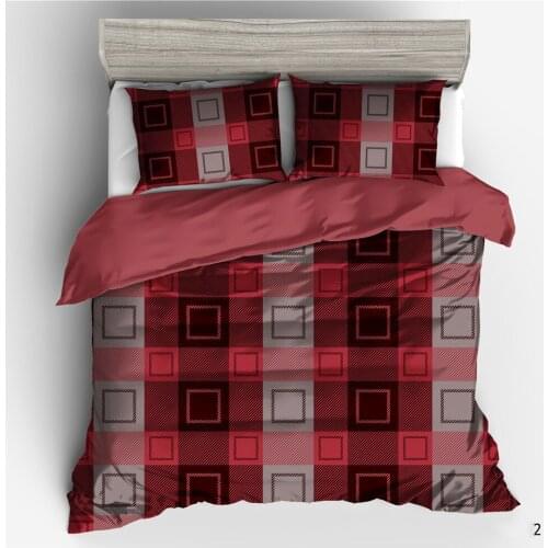 2/3 Pieces Duvet Cover Set Polyester King Size Red Checkered Bedding Set Grid Plaid Quilt Cover with Zipper Ties Pillowcases