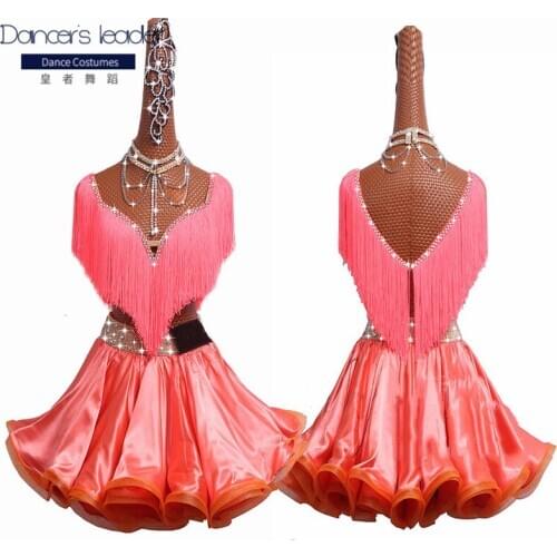 New Latin Dance Competition Costume Costume Performance Costume Tassel Skirt Pleated Skirt Customizable Color