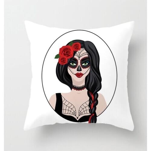 European and American Horror Ghost Doll Beauty Skull Halloween Sofa Mattress Cover Linen Pillow Cover Can Be Customized Pictures