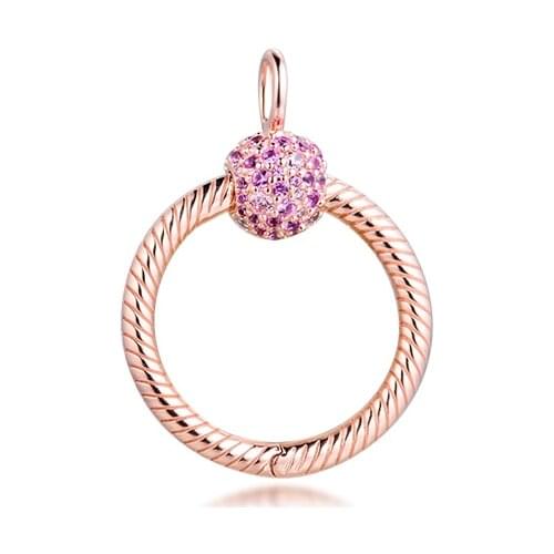 Genuine 925 Sterling Silver Rose Moments Small Pave O Pendant 2020 New Jewelry for Women DIY Necklaces Making Without Chain N018