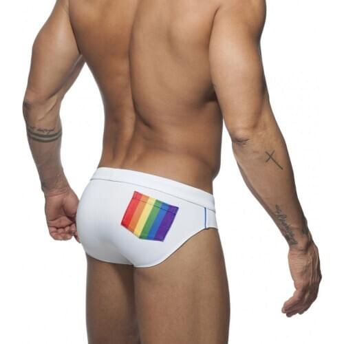 Mens Swimsuit European Fashion Holiday Beach Rainbow Sexy Swimming Bikini Hot Spring Simple Sexy Briefs