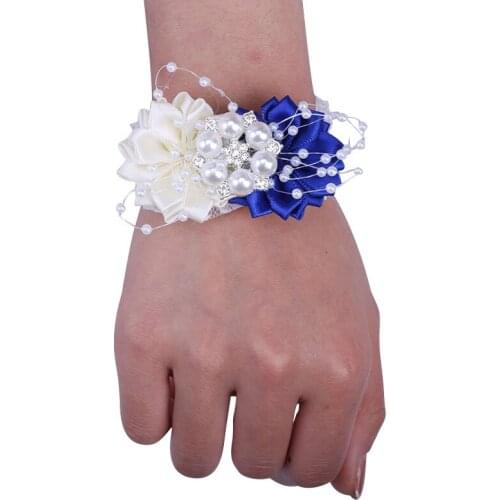 New Hot Sale Bride Bridesmaid Wrist Corsage Ladies Elastic Bracelet Pearl Rhinestone DIY Party Wedding Props SW049