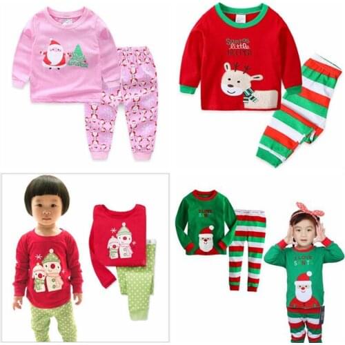 New Design Girls Casual Cotton Home Sleepwear Suit Childrens Long Sleeved Cartoon Pajamas Sets Kids Boys Pyjamas Nightwear