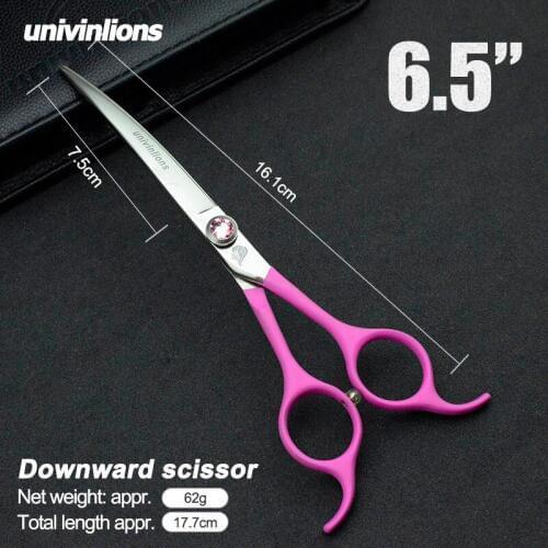 6.5" Stainless Steel Pet Dogs Gromming Scissors Down Curved Shears Sharp Edge Animals Cat Hair Cutting Barber Cutting Tools