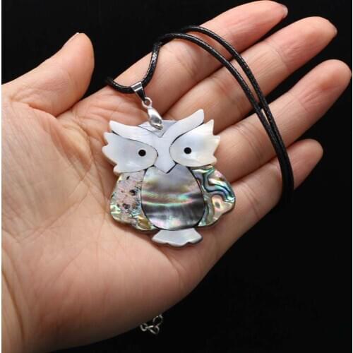 Natural Shell Necklace With Owl-Shaped Pendant Leather Cord 2MM Charms For Elegant Women Love Romantic Gift